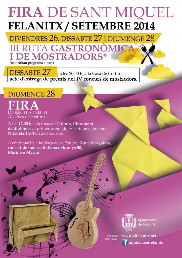I kväll och i helgen (26-28 september) anordnas det en "Ruta Gastronòmica i Felanitx"